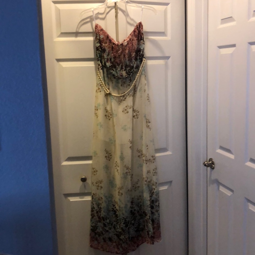 Long flowy strapless dress